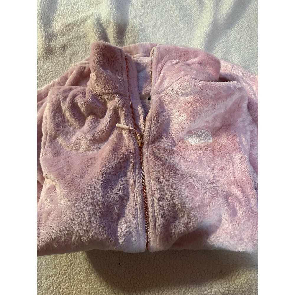 North Face Osolit Jacket Women L Pink Fleece Moss Warm Pockets Logo Embroidered